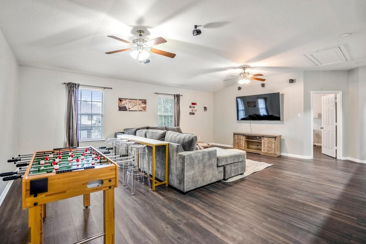 Welcome to our inviting living room, a cozy space where you can relax and enjoy quality time with your loved ones.